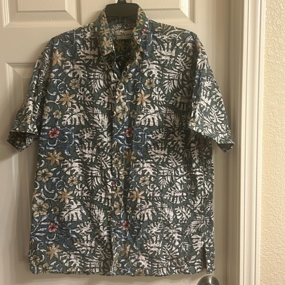 Two Paddles Vintage Hawaiian Aloha Shirt Button Down Casual Size Large